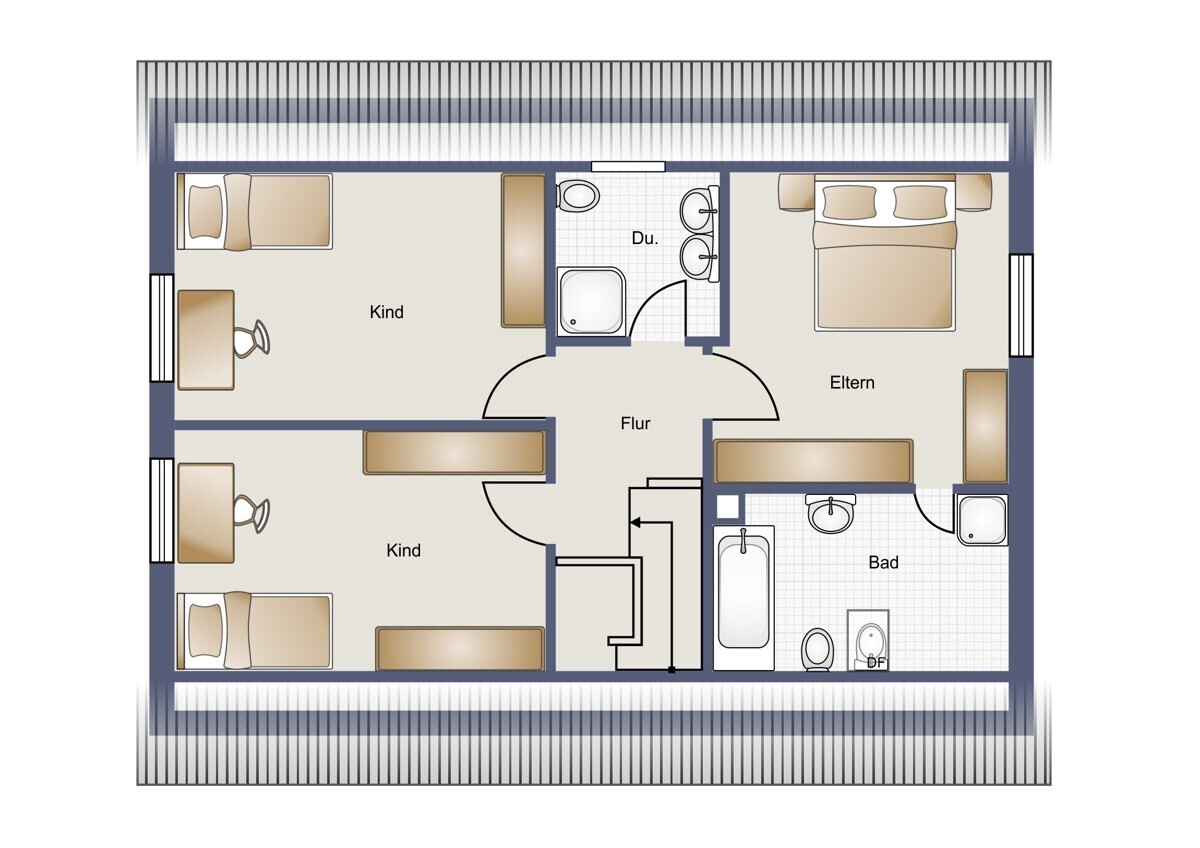 Grundriss OG mit der Möglichkeit für 2 Kinderzimmer 
