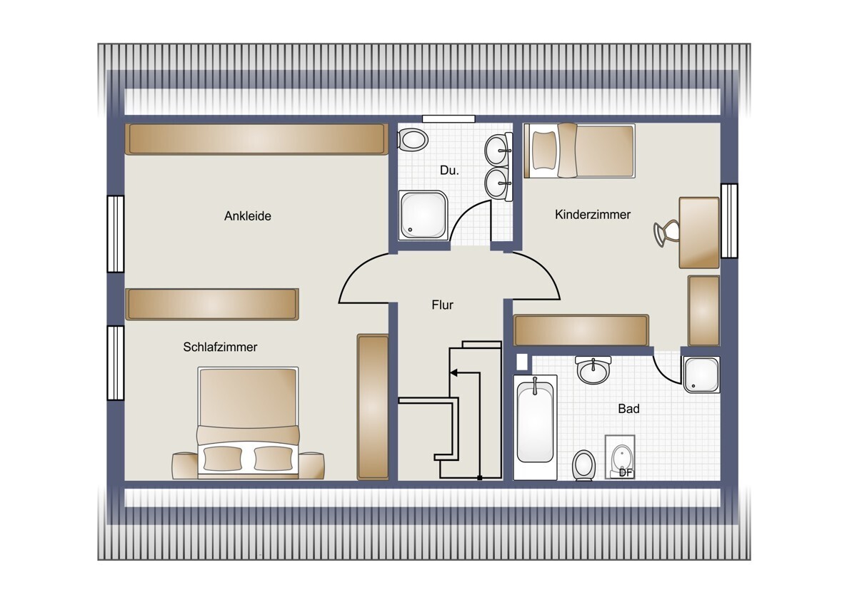 Grundriss OG mit großem Schlafzimmer (Ist)