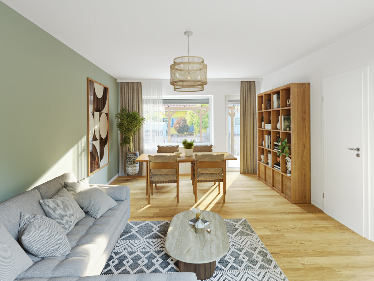 Visualisierung großzügiger Wohn-/Essbereich