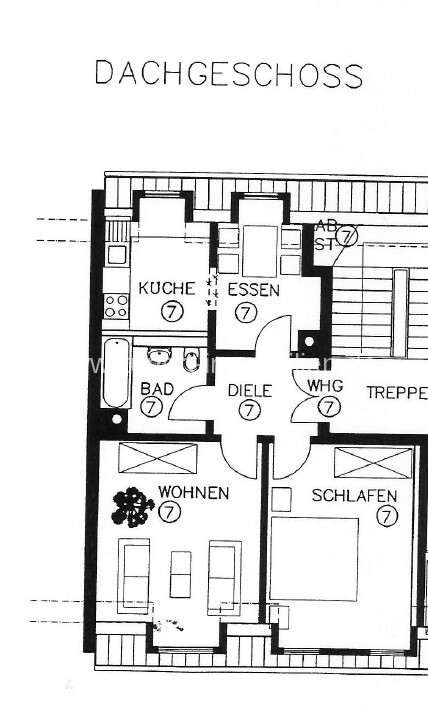Zeichnung Wohnung 7_ DG_52 qm