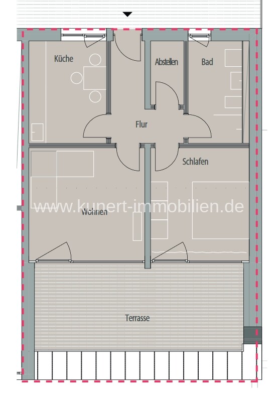 DG-Wohnung 64.89 m² - Grundriss