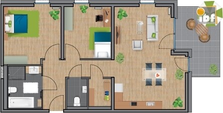 Grundriss WE 15 Haus 1.2 Alsdorf am Weiher