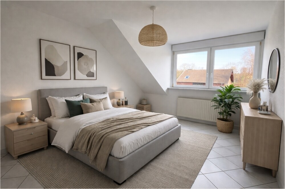 KI generiertes Schlafzimmer Foto