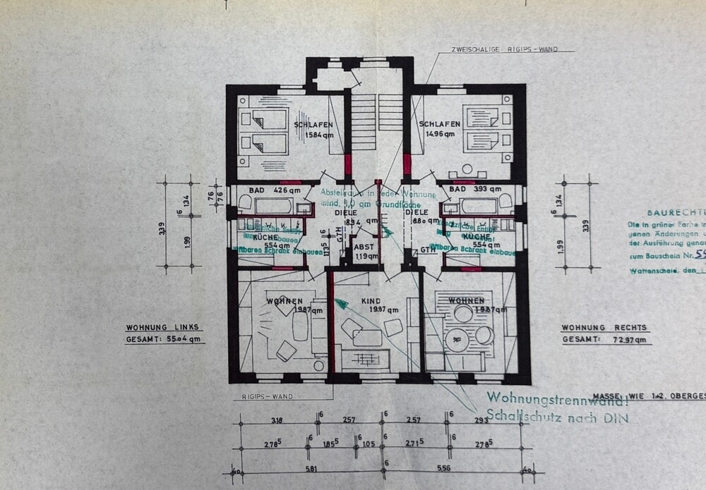 Grundriss 1. und 2. OG
