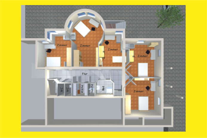 Fünf Studentenzimmer