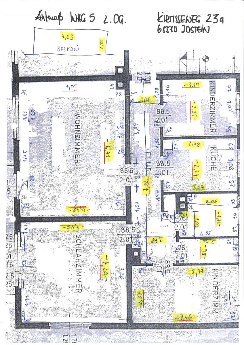 Aufmaß Wohnung Nr. 5