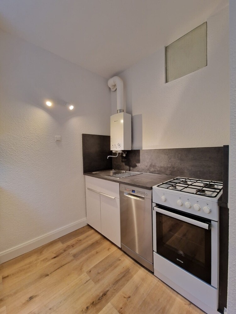 Küchenzeile mit Gasherd und Geschirrspülemaschine