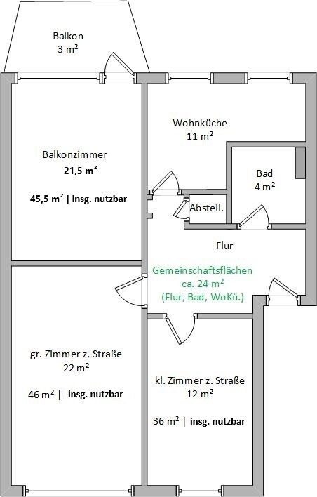 WG-Nutzung-Grundriss 1.OG links WG Zimmer