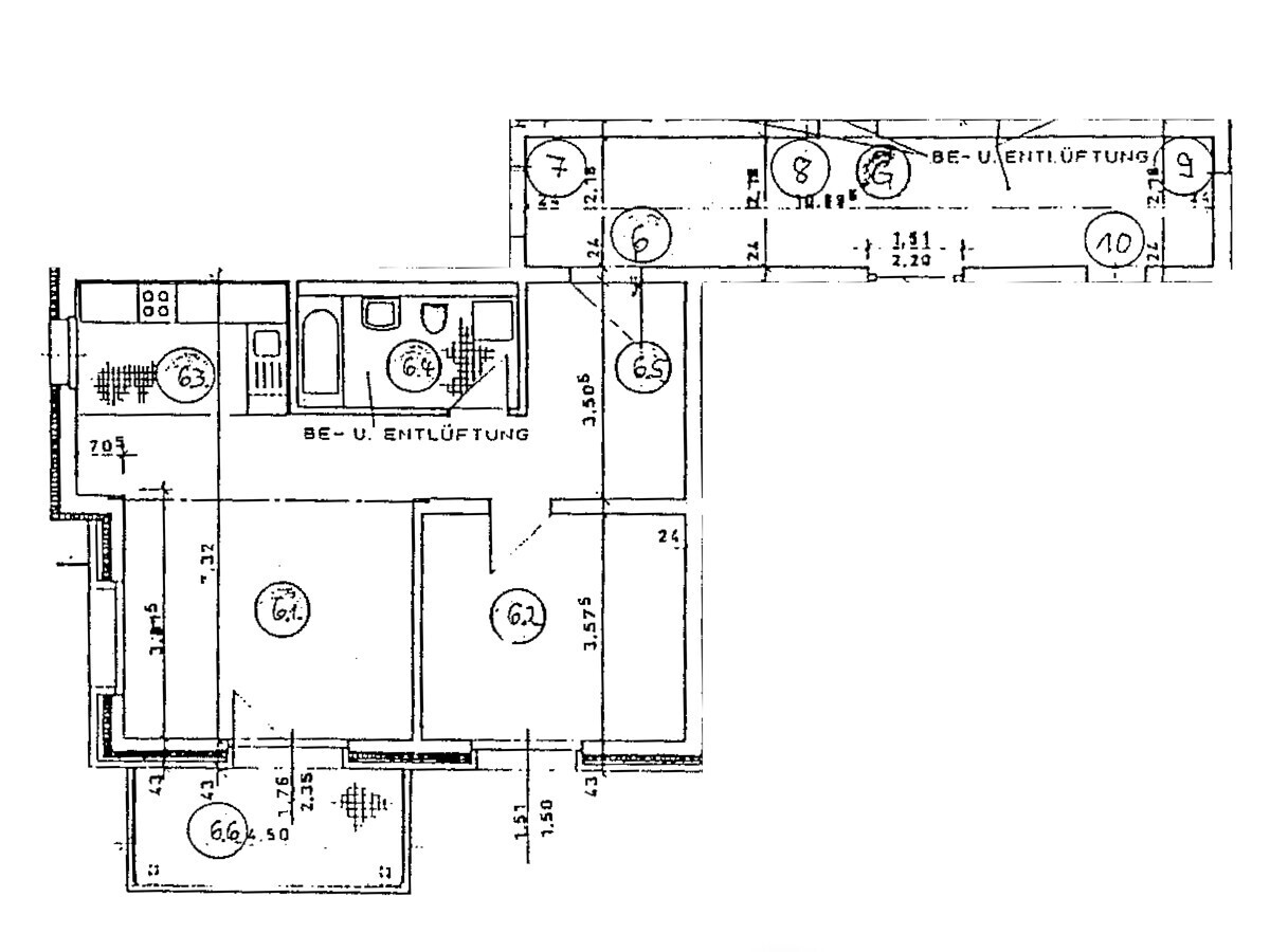 Grundriss Wohnung samt Treppenhaus