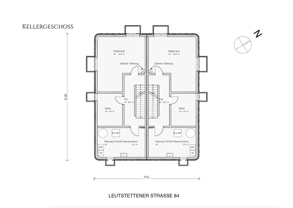 Grundriss Kellergeschoss Haus 2