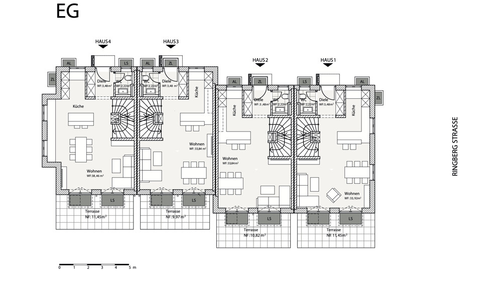 Grundriss Haus 1-4 EG
