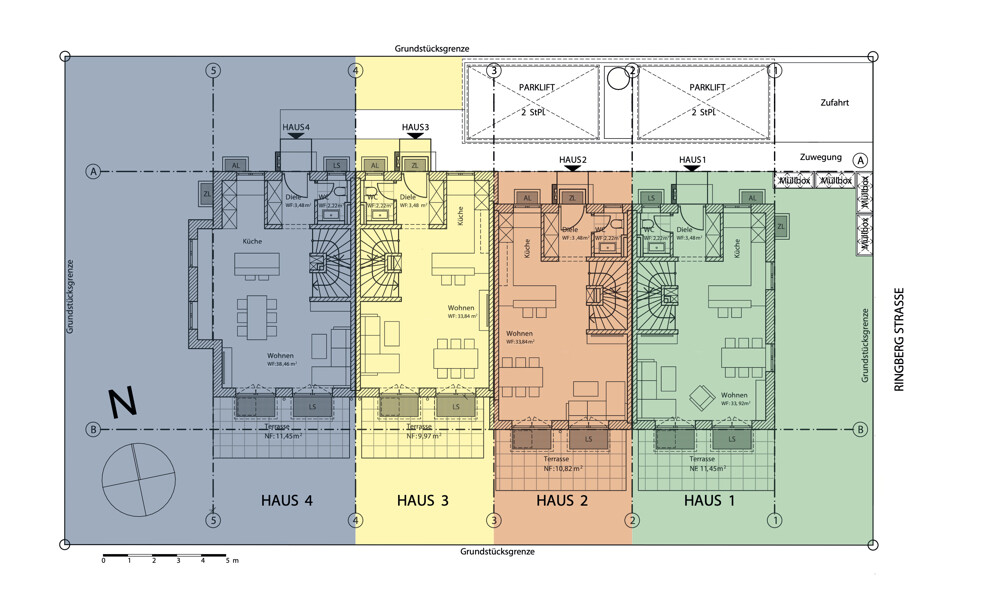 Grundriss Grundstück Haus 1-4