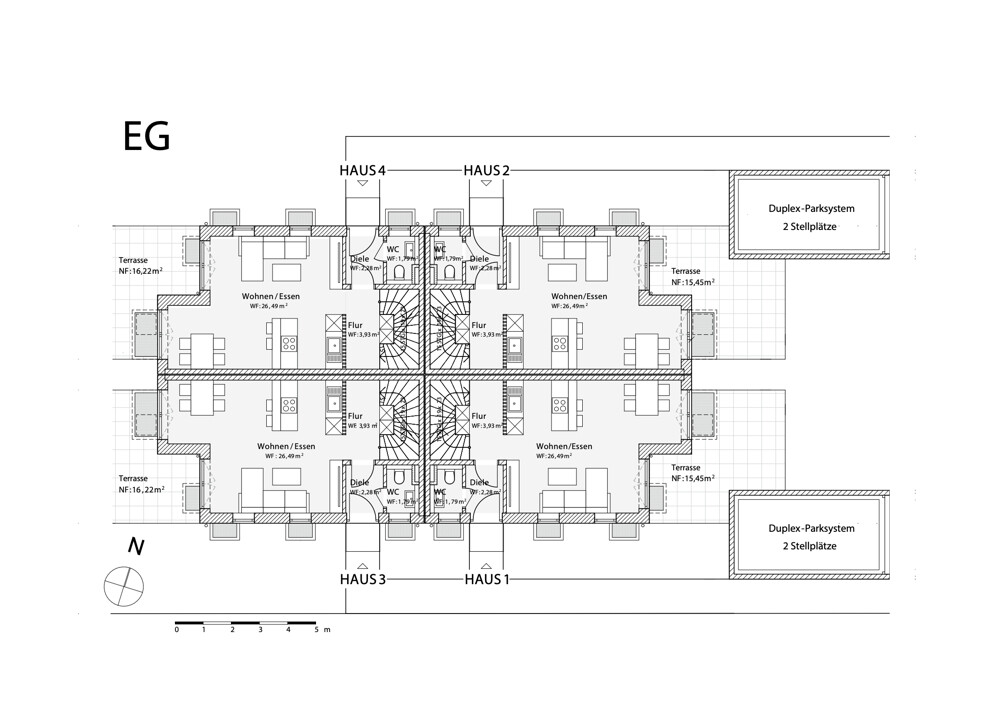 Grundriss Haus 1-4 EG