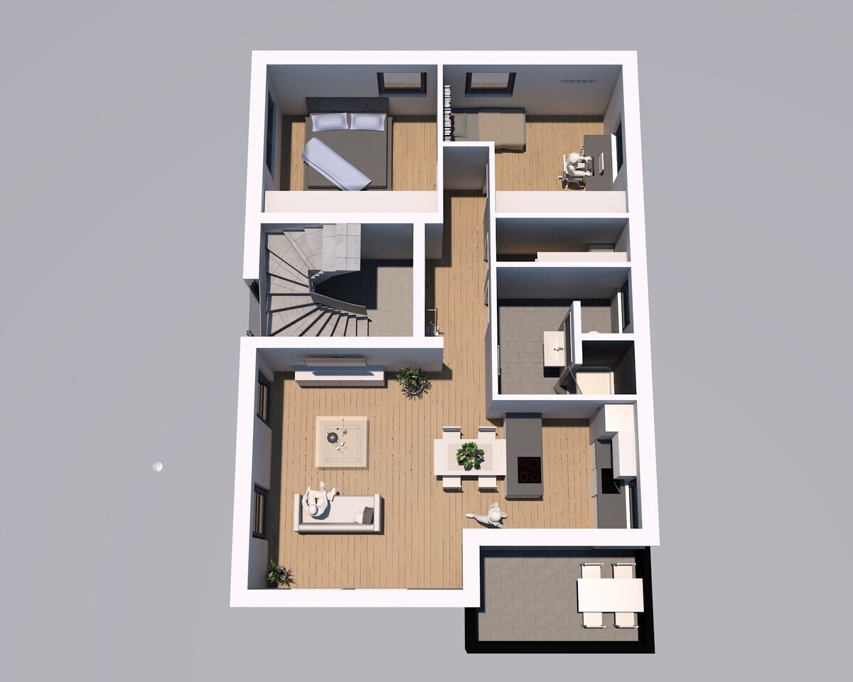 Visualisierung | Grundriss (Wohnung 2 - Obergeschoss)