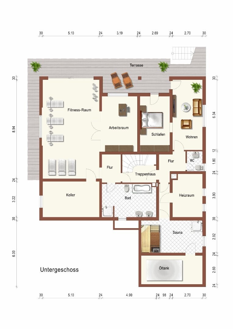 Grundriss des Untergeschosses