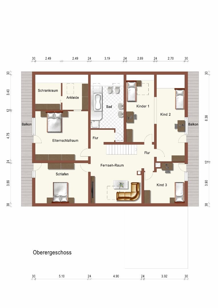 Grundriss des Obergeschosses