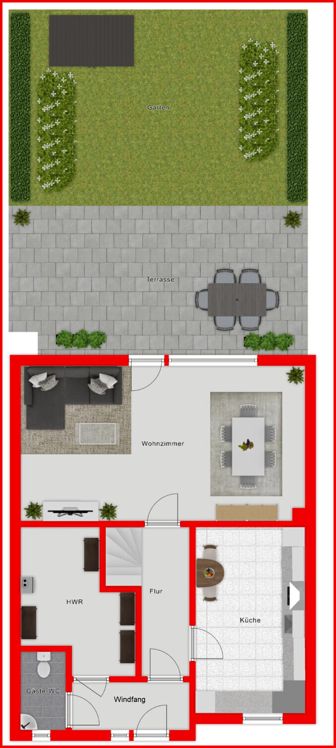 Grundriss mit Außen