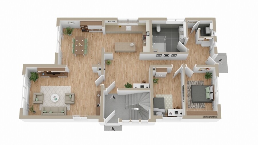 möglicher Grundriss Erdgeschoss als Wohnung