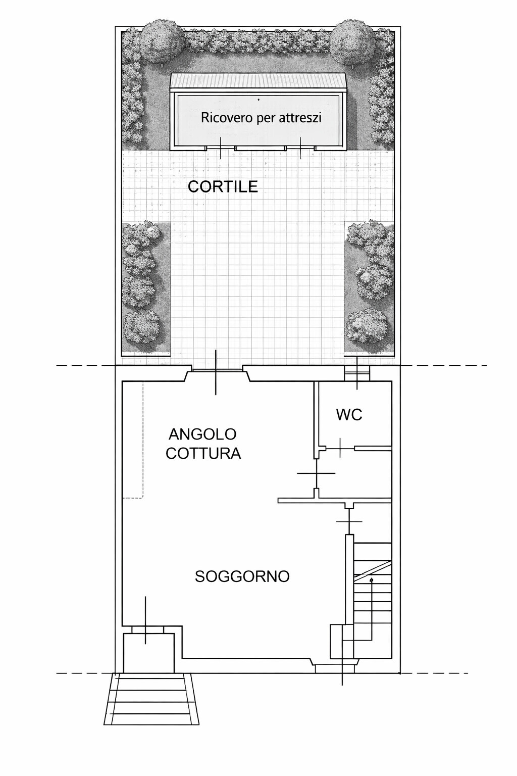 Zona giorno e cortile