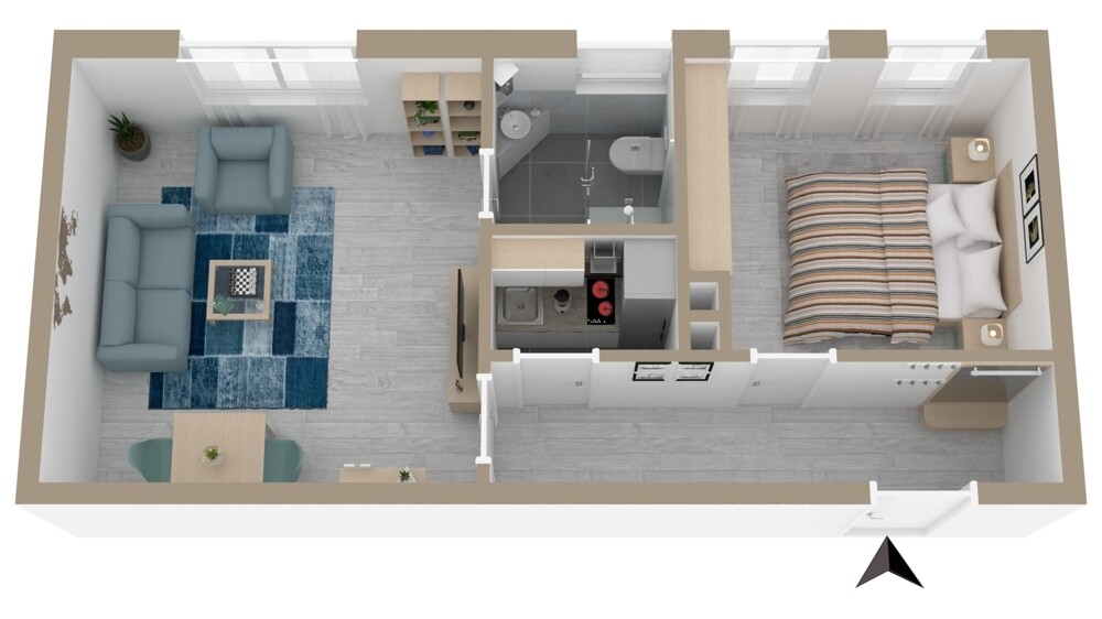 Grundriss der Wohnung im Schnitt
