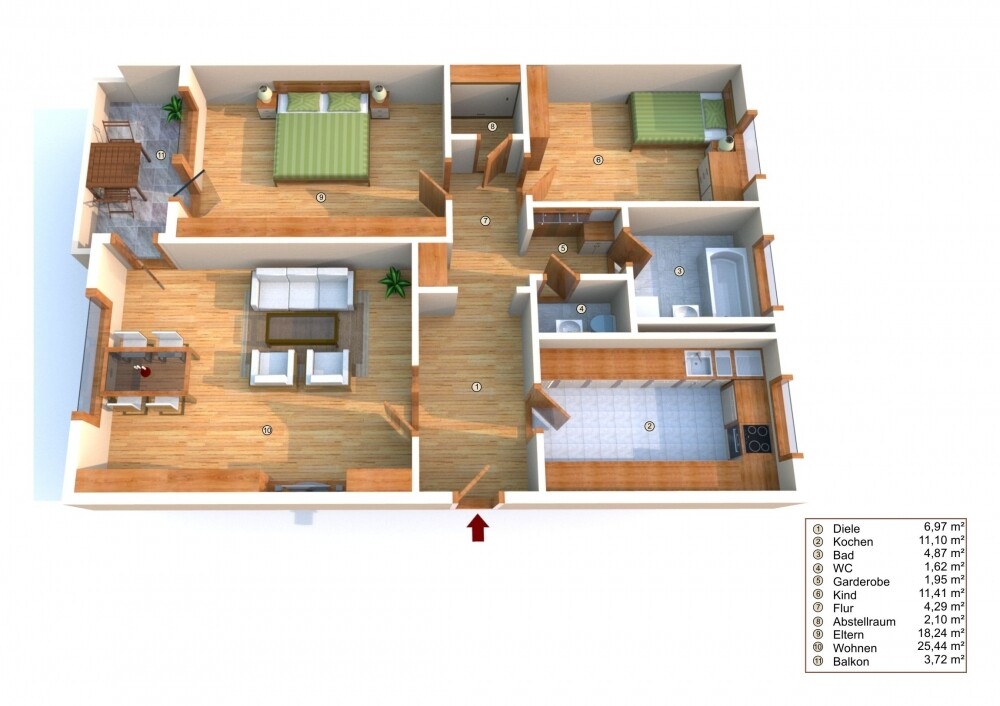 Grundriss der Wohnung