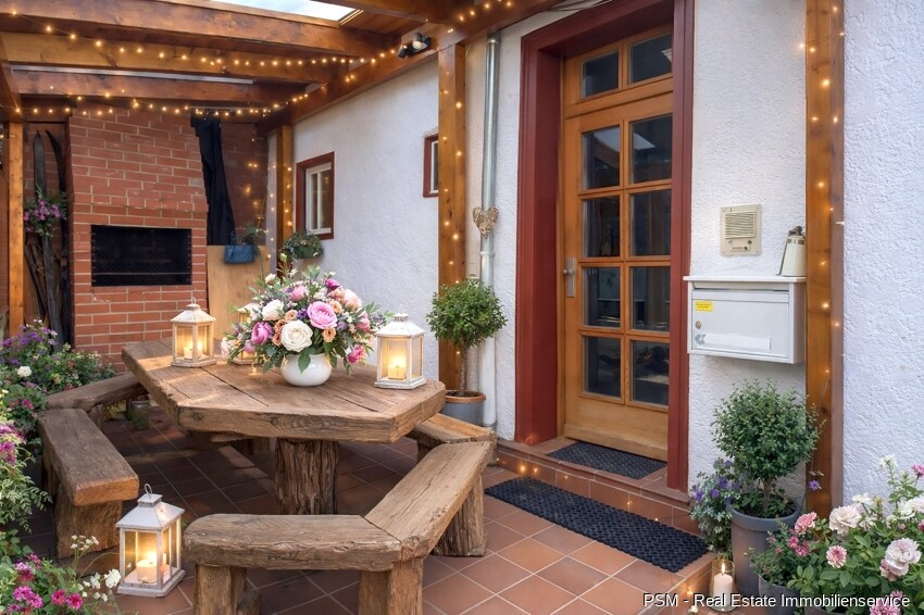 Eingang Terrasse Kamin