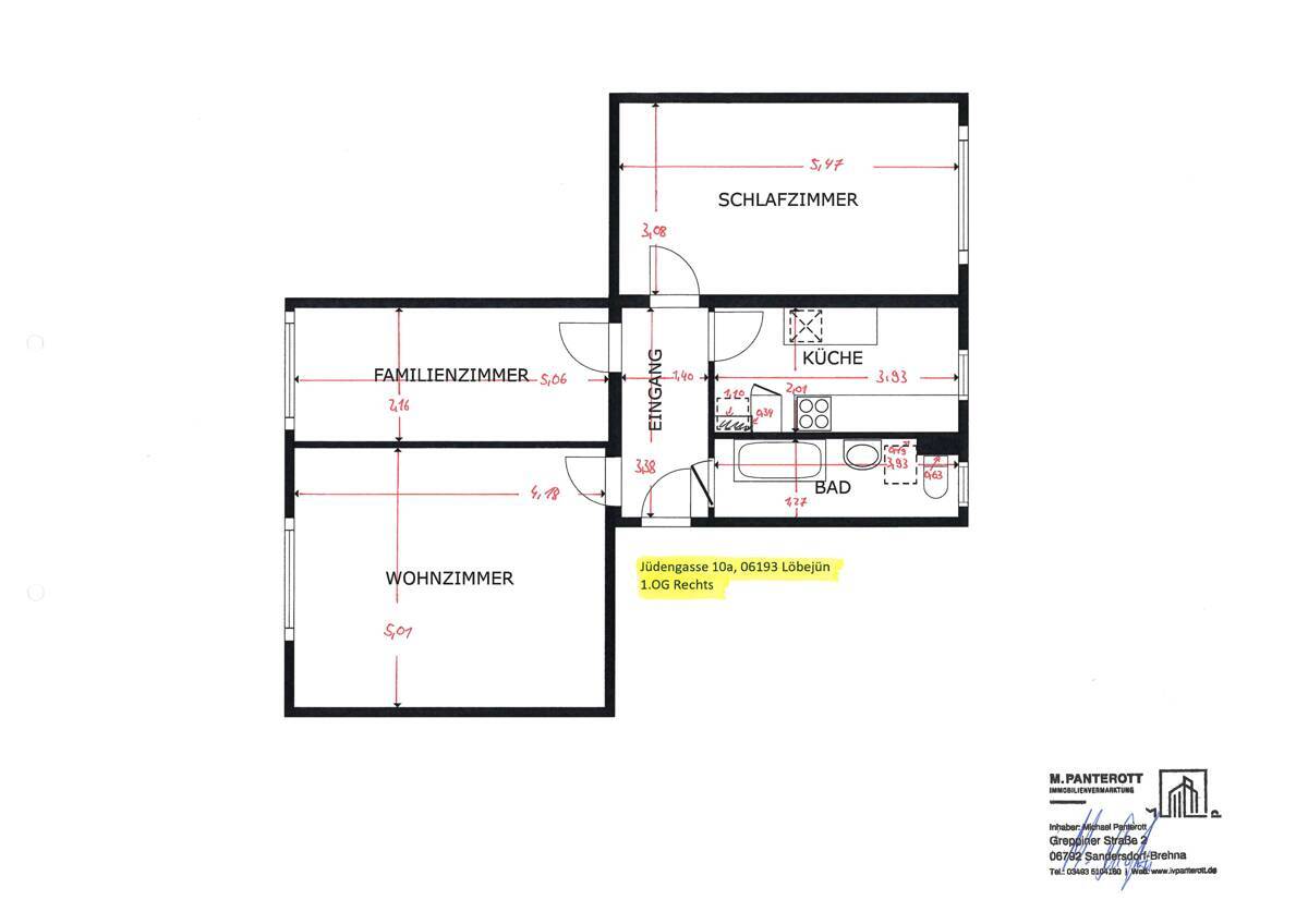 Grundriss 1.OG rechts, Eingang 10a