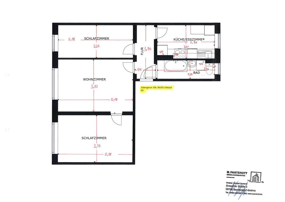 Grundriss Erdgeschoss, Eingang 10b