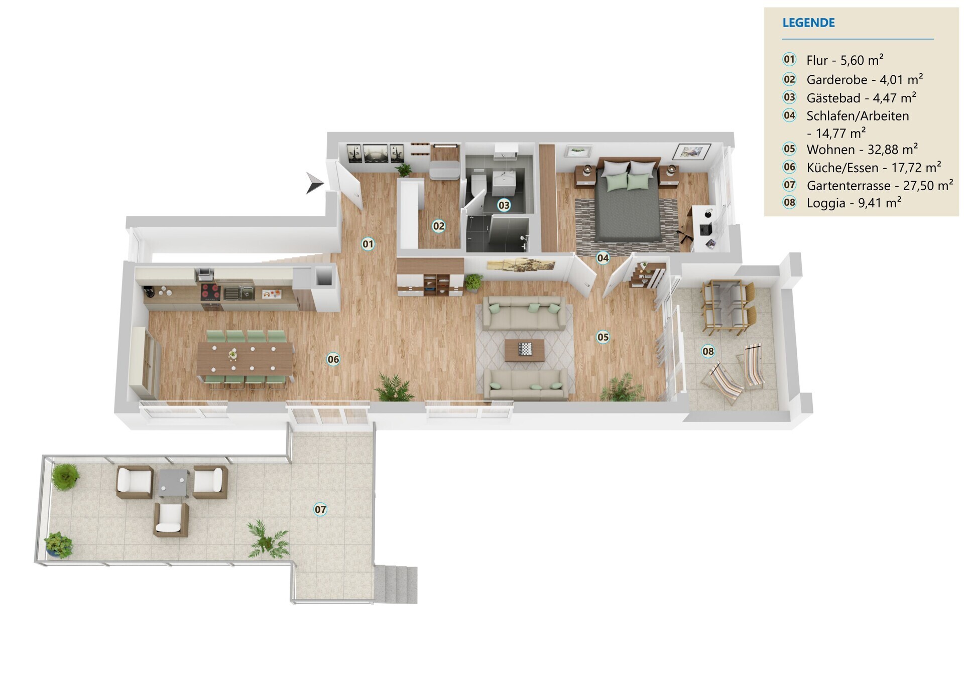 3D Grundriss Obergeschoss