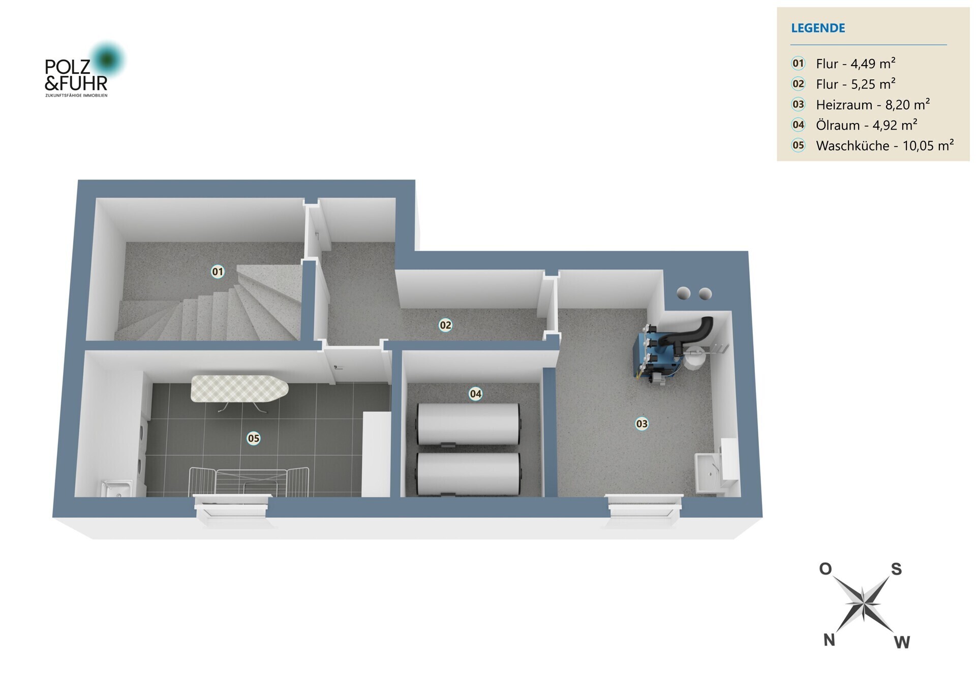 3D-Grundriss Kellergeschoss
