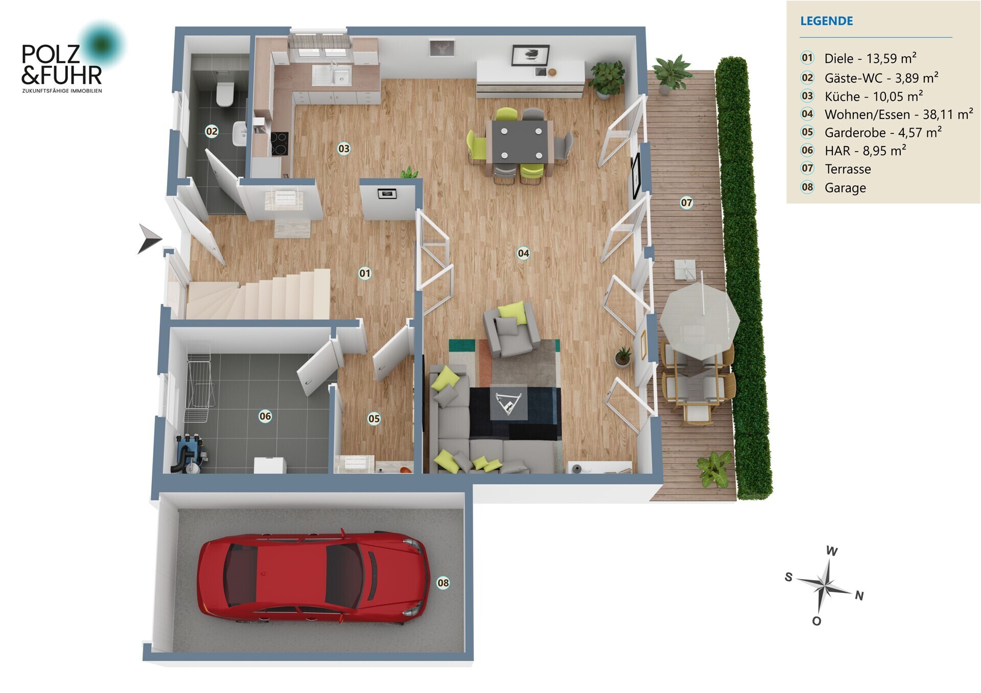 3D-Grundriss Erdgeschoss