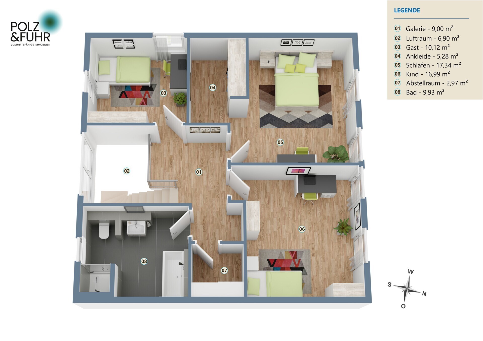 3D-Grundriss Obergeschoss