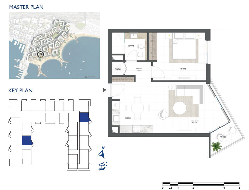 1 Bedroom Type 1  Masterplan