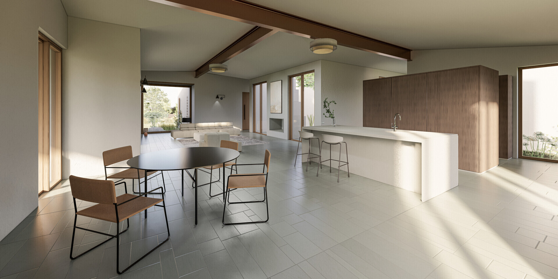 GR View of Kitchen Dining Living