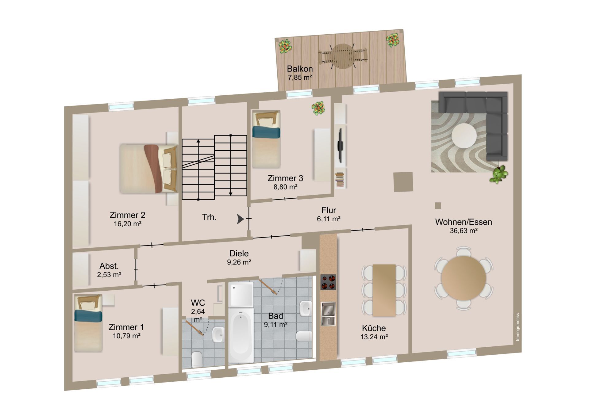 Grundriss OG Wohnung Haus Nr. 14