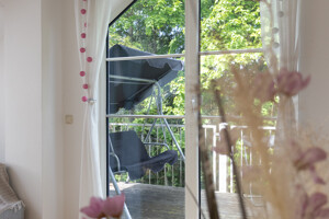 Blick zum Balkon