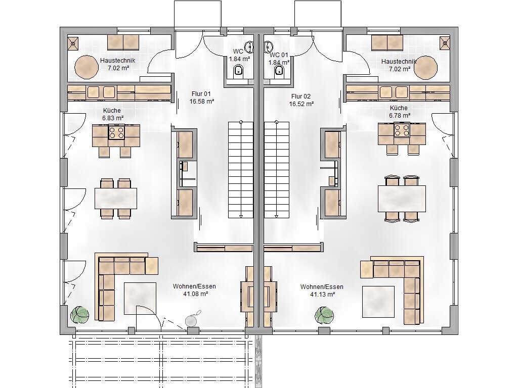Bebauungsvorschlag "Doppelhaus Wien" von MHW - EG