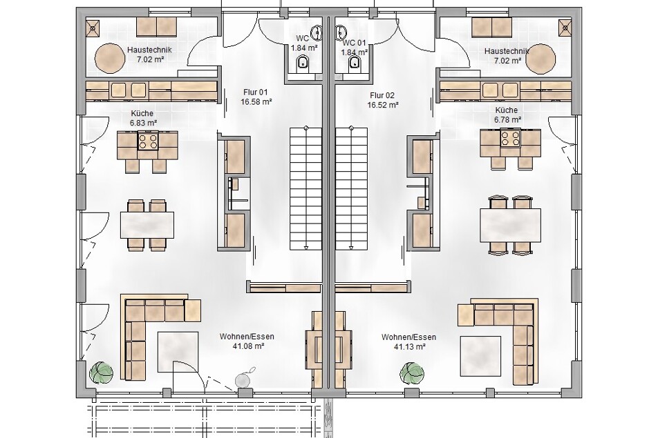 Bebauungsvorschlag "Doppelhaus Wien" von MHW - EG