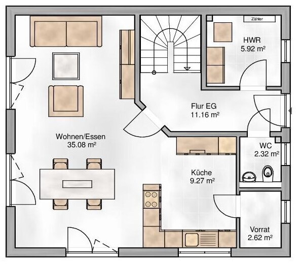 Bebauungsvorschlag "Haus Bozen" von MHW - EG
