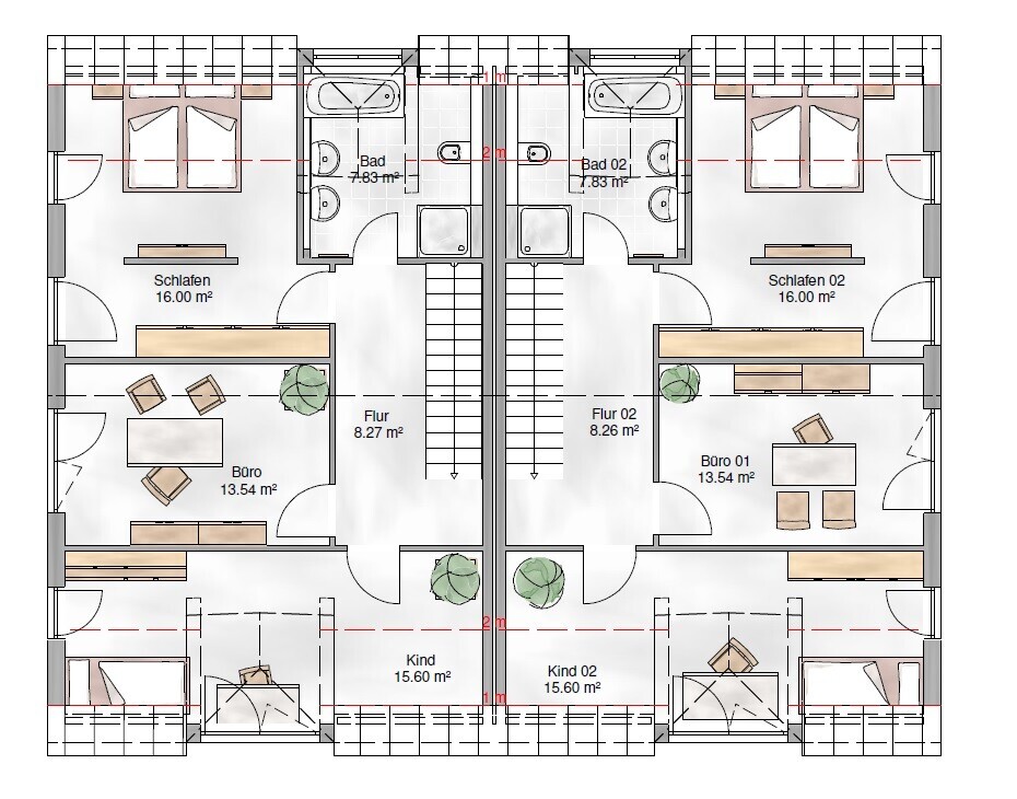 Bebauungsvorschlag "Doppelhaus Wien" von MHW - DG
