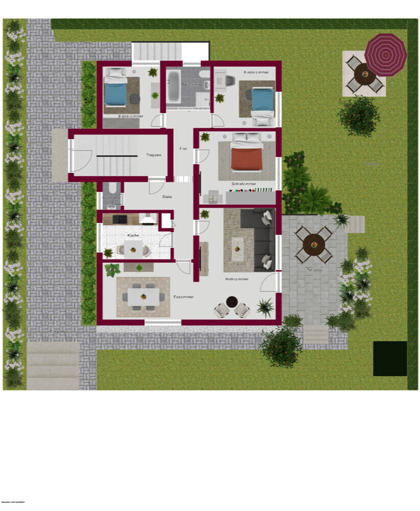 Wohnung Erdgeschoss mit Terrasse und Garten