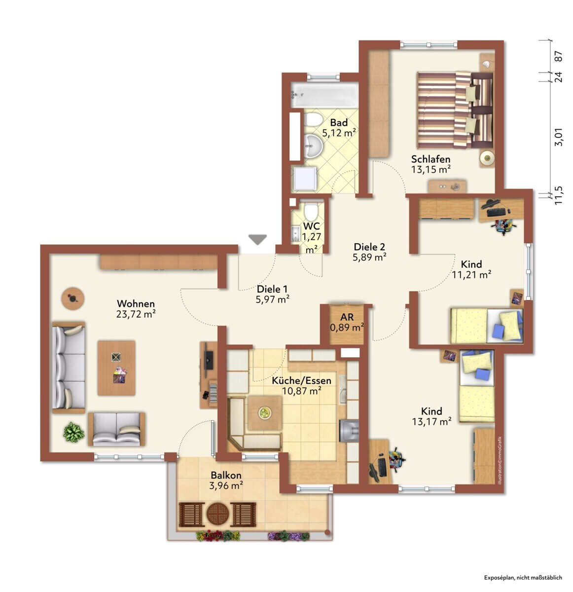 Grundriss der Wohnung