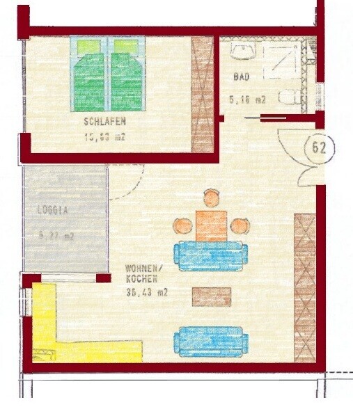 Grundriss WE 62