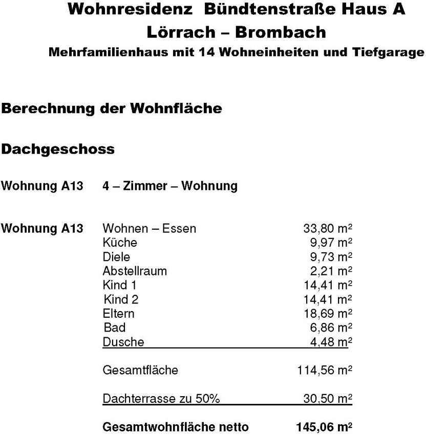 Wohnflächenberechnung A13