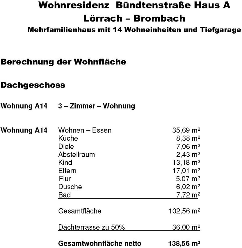 Wohnflächenberechnung A14