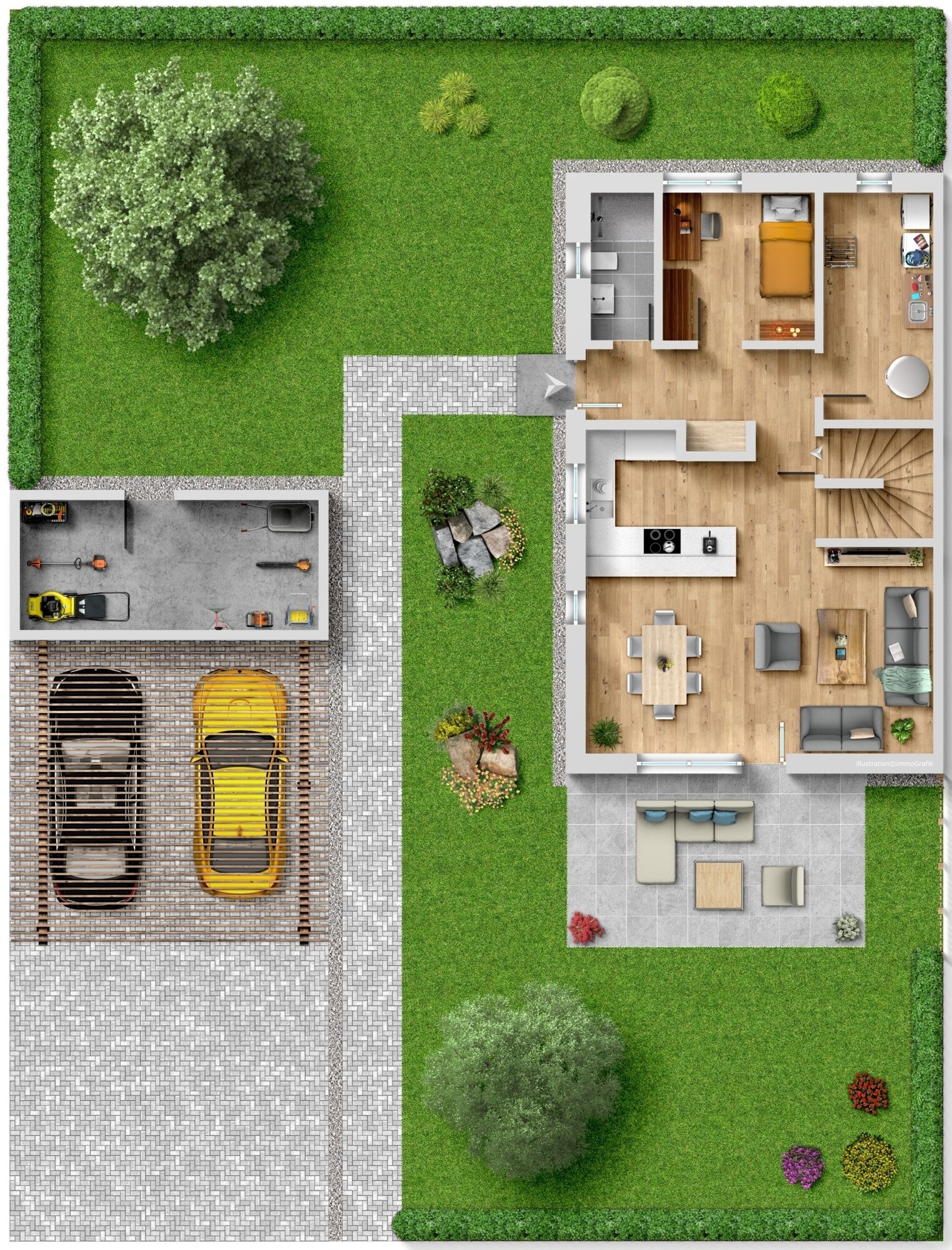 Grundriss EG mit Garten