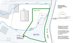 Lageplan mit Hochwassergrenzen