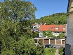 Blick vom Balkon auf den Maria Hilf Berg