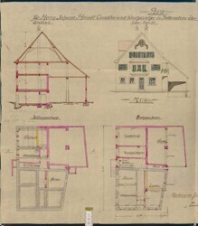 Ansicht Schnitt Grundriss Keller & EG Bezirksamt Landratsamt Roding Baugenehmigungsakten 1922 77_0002