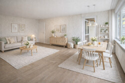 KI möbliert Wohn und Essbereich